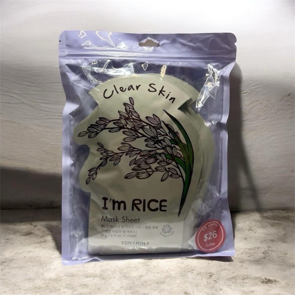 Brightening Sheet Set | I'm Rice Mask Sheets by TonyMoly – 10ct, 0.74 fl oz each